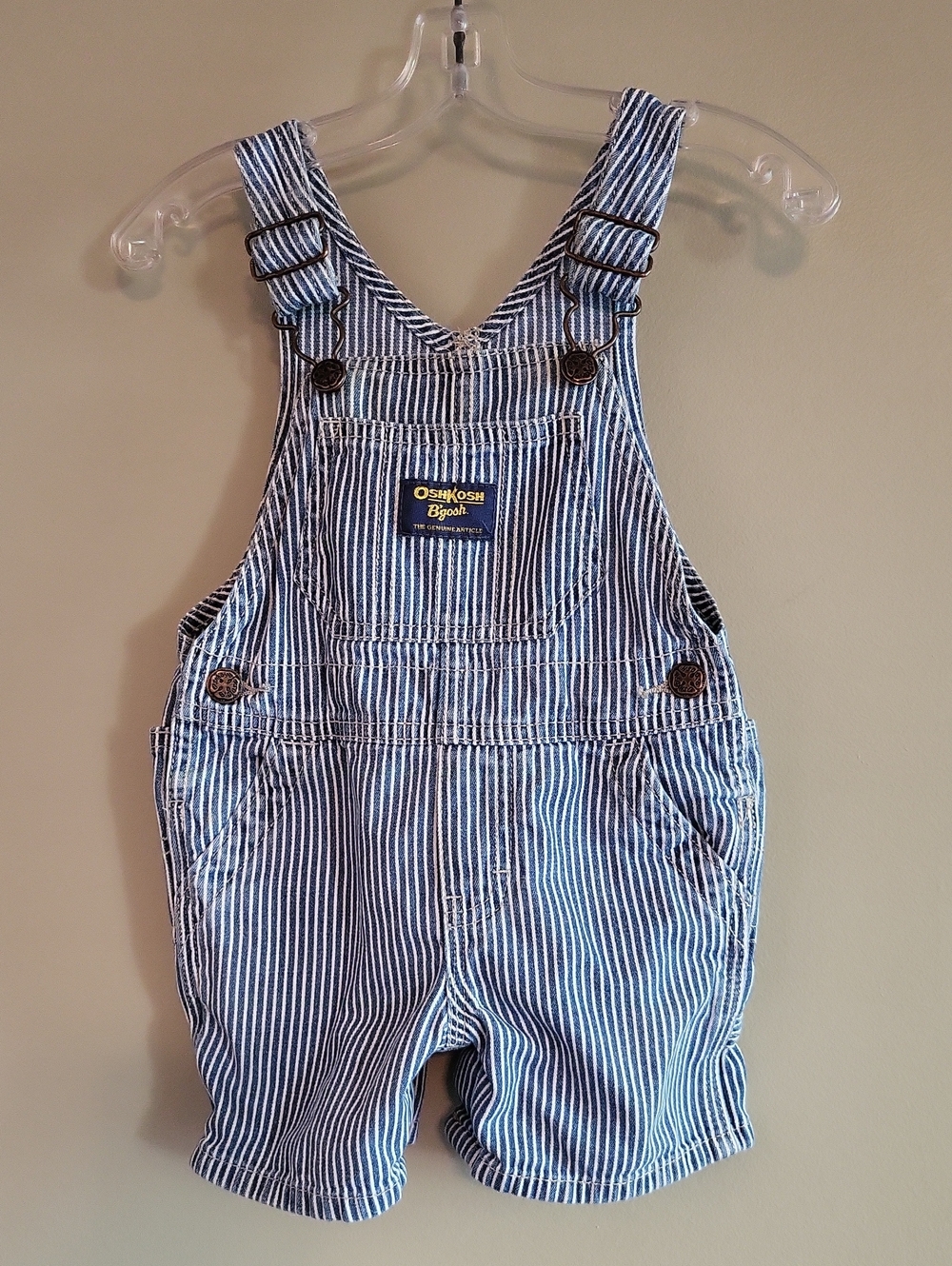 OshKosh B'gosh blue & white striped shortalls